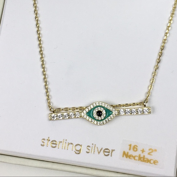 Jewelry - 🆕 Sterling Silver Evil Eye Third Eye Bar N…